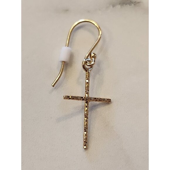 Danecraft 24K Gold Over Sterling Silver Cross Dangle Earrings Primavera Italy - Picture 4 of 5